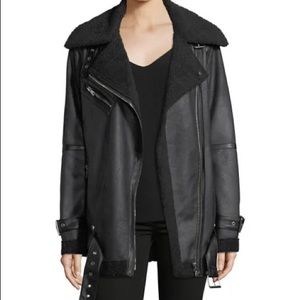 Avec Les Filles Faux Shearling Biker Jacket